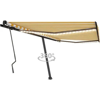 Stínicí technika Ručně zatahovací markýza s LED světlem 400 x 300 cm žlutobílá Žlutá 3069743