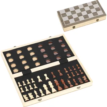 Úložný box Šachová skládací sada 38,5 x 38,5 cm | bílá + ořech