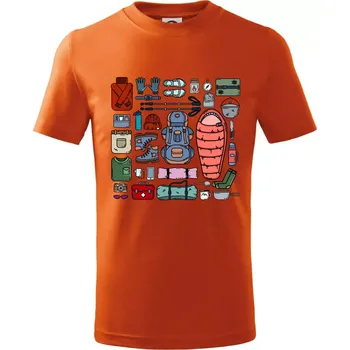 Chlapecké tričko Co si sbalit na kempovani? - Tričko dětské bavlněné - 134 cm/8 let ( Oranžová )