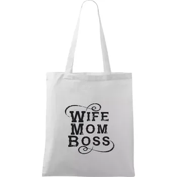 Wife mom boss - Taška bavlněná - 42 x 38 cm ( Bílá )