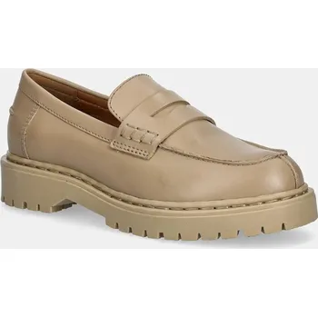 Dámské mokasíny Kožené mokasíny Geox D BLEYZE dámské, béžová barva, na platformě, D16QDB 00043 C5322 D16QDB.00043.C5322 80X, EUR 40