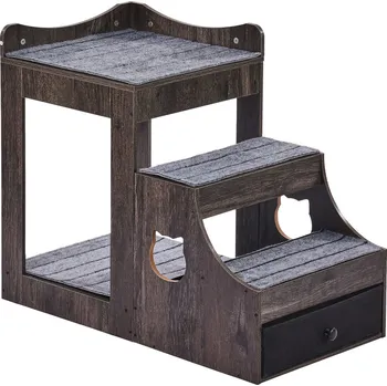 Vevor Postel pro kočky a psy víceúrovňová se schůdkem, okenní ležiště, šedá