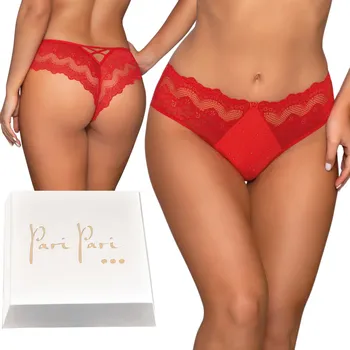 Kalhotky Kalhotky Brazilské Kalhotky s ozdobným zadním dílem, smyslné, krajkové, dámské, červené, L