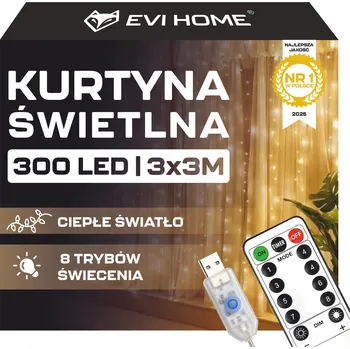 Vánoční dekorace SVĚTELNÝ ZÁVĚS LED 3x3 300 VÁNOČNÍ SVĚTÝLKA GIRLANDA TEPLE XXL