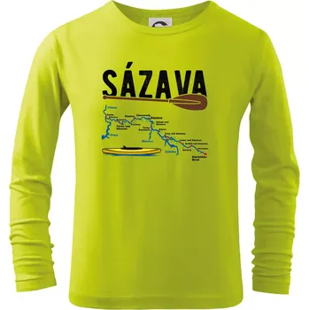Dětská móda Mapa řeky Sázavy - Triko dětské Long Sleeve - 158 cm/12 let ( Limetková )