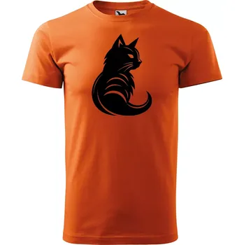 Pánské tričko Sablio Tričko s potiskem Kočka - oranžové S