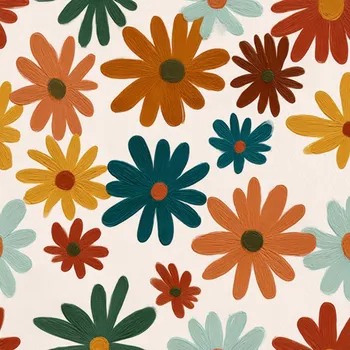 Látka s potiskem nepromokavý polyester TD/NS podzimní mini květiny Florina