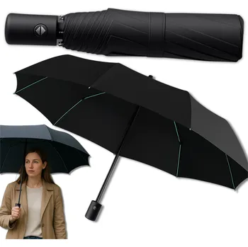 Deštník Camerazar Skládací deštník ČERNÝ automatický deštník s UV ochranou