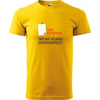 Pánské tričko Sablio Tričko s potiskem Jsem pojišťovák, taky máš nějakou superschopnost? - žluté 5XL