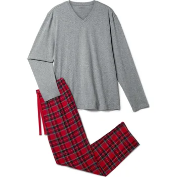 706783 - Tchibo - Pyžamová souprava s flanelovými kalhotami - pro muže - vel. S 44/46 - barva: šedá/kostkovaný