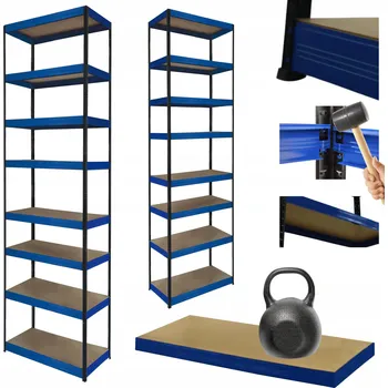 Dílenský regál Kovový regál skladový stojan HELIOS 270x40x40cm 8 polic x 175kg, robustní