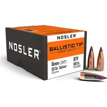 Příslušenství pro sportovní střelbu Střely Nosler Ballistic Tip Varmint 6mm, dia .243 55grs