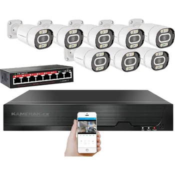 Kompletní kamerový systém IP 8 kamerový set s externím PoE XM-803B-Ext. 4MPx, CZ menu
