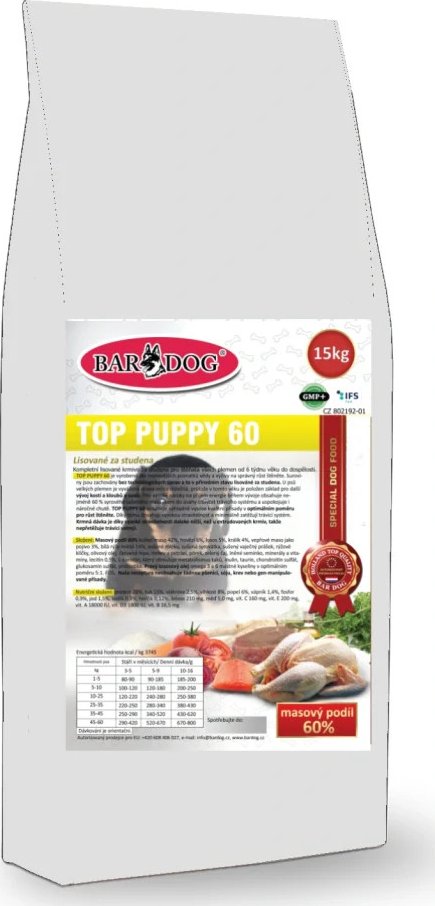 BARDOG TOP PUPPY 60 - lisované krmivo 15 kg