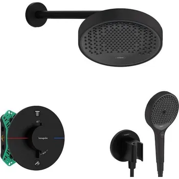 Hansgrohe - Sprchový set s termostatem pod omítku, s tělesem, průměr 25 cm, 3 proudy, matná černá SANI21HHH406
