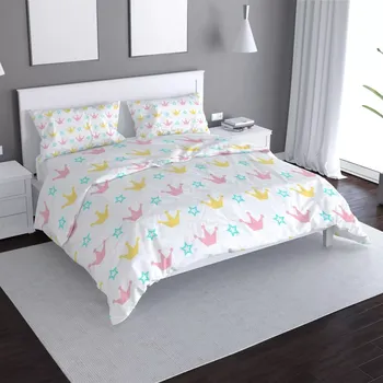 Povlečení Sablio Povlečení Růžové korunky na bílé - 140x200 / 90x70