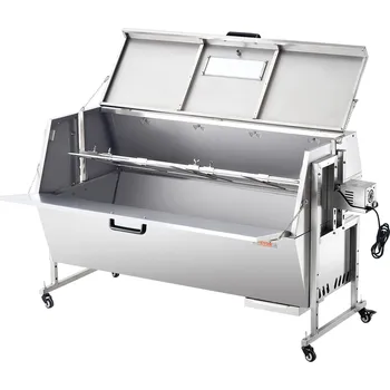 Zahradní gril Vevor Otáčecí gril na rožeň na uhlí 60W 56" 286lbs nerezový s kolečky