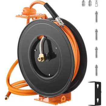 Držák na zahradní hadici Vevor Naviják na vzduchovou hadici 3/8in × 50ft, max. 300psi, 5ft vedení