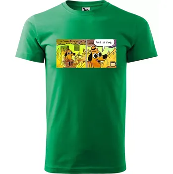 Pánské tričko Sablio Tričko s potiskem This is fine - zelené S