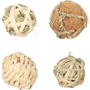 Hračka pro psa Hračka pro hlodavce FLAMINGO - Snuffi set ratanových a sisalových míčků 5cm (4ks)