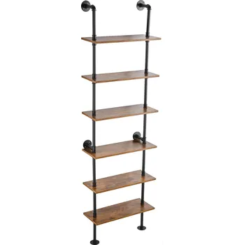 police Vevor Trubková stěnová police 6 polic 24×9.84in dřevěná prkna černá