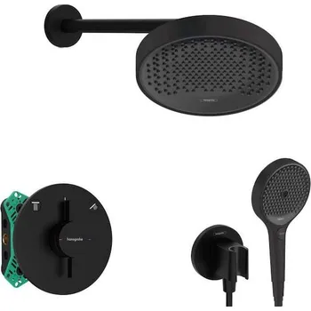 Hansgrohe - Sprchový set s baterií pod omítku, s tělesem, průměr 25 cm, 3 proudy, matná černá SANI21HHH404