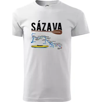Pánské tričko Mapa řeky Sázavy - Triko extra velké (5-8XL) - 7XL ( Bílá )