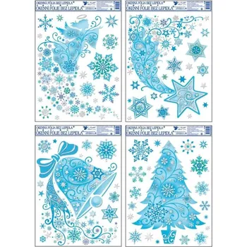 Okenní dekorace Okenní fólie modrá: zvon, kometa, anděl, strom 38x30cm 338 Varianta: stromek