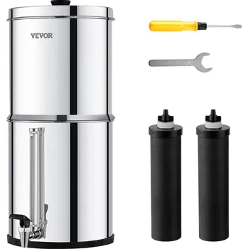 vodní filtr Vevor Gravitační vodní filtr 2.25G nerez 304, 2 uhlíkové vložky s kohoutkem