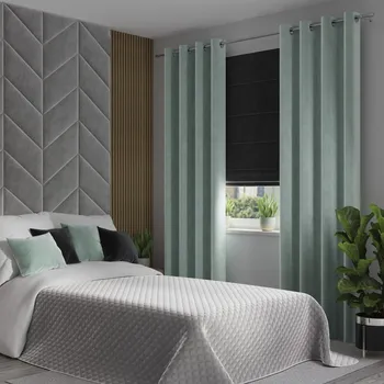 Sprchový závěs Závěs sametový - kroužky výška 190 cm x šíře 140 cm mátový