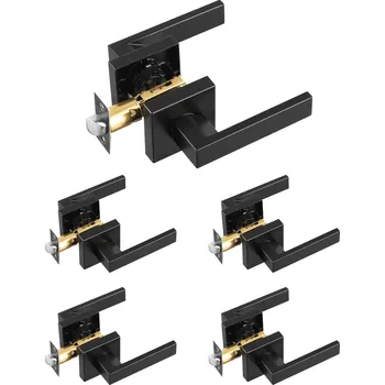 Dveřní kování Vevor Dveřní páčka 5 ks matná černá, reverzibilní, bez zámku, 45° otáčení