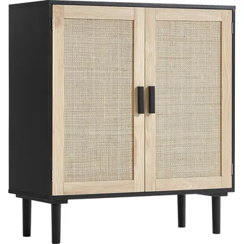 Nábytek Vevor Ratanová skříňka 2 magnetické dveře, nastavitelné poličky, černá