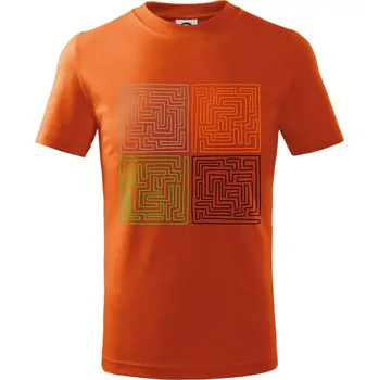 Můj svět - bludiště - Tričko dětské bavlněné - 104-110cm / 3-4 roky ( Oranžová )