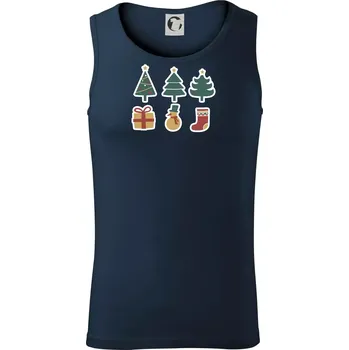 Vánoční sada - stromky a dárky - Tílko pánské Core - M ( Námořní modrá (velmi tmavá - téměř černá) )