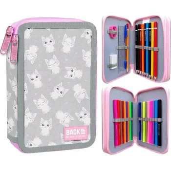 Školní batoh Školní penál dvoupatrový s náplní Kočičky PEBH0962 - SLEVA 3% s kodem radost25