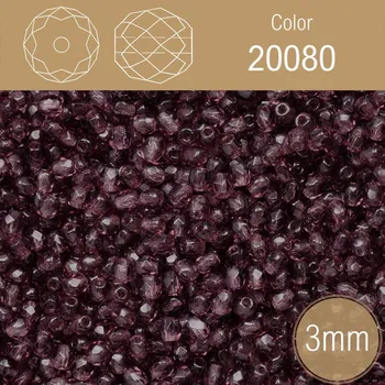 Módní doplněk Korálky BROUŠENÉ 3mm. Barva 20080. průhledná Fialová. Balení 150Ks.