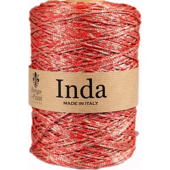 Příze Borgo de Pazzi Inda 15 Červeno-béžový melír (Špagátová příze Inda 15)