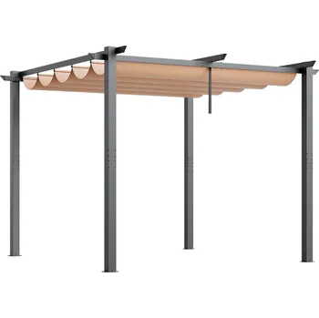 Pergola Vevor Pergola s vysouvacím baldachýnem 10'×10', hliník, béžová pro terasu