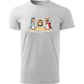 Pánské tričko Ježíšek v jesličkách - Triko extra velké (5-8XL) - 8XL ( Světlešedý Melír )