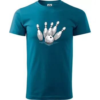 Pánská móda Bowling kresba - Klasické pánské triko vyšší gramáže - S ( Petrolejová )