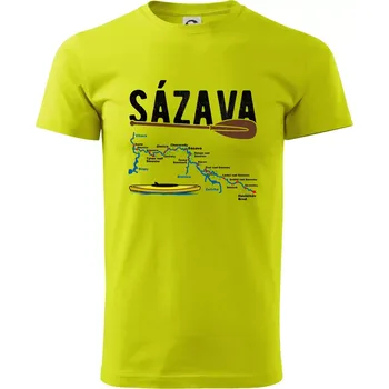 Pánské tričko Mapa řeky Sázavy - Klasické pánské triko vyšší gramáže - 2XL ( Limetková )
