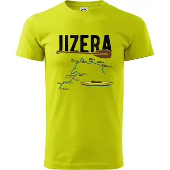 Pánské tričko Mapa řeky Jizery - Klasické pánské triko vyšší gramáže - L ( Limetková )