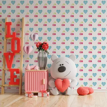 Tapeta Sablio Tapeta Třešně a srdce - 125x75 cm