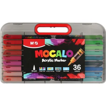 M&G MOCALO Akrylový popisovač, štětcový hrot - sada 36 barev