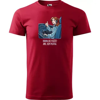 Sablio Tričko s potiskem Ano, jsem pilotka - červené 5XL