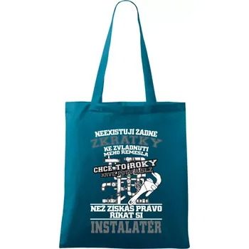 Instalatér zkratky - Taška bavlněná - 42 x 38 cm ( Petrolejová )