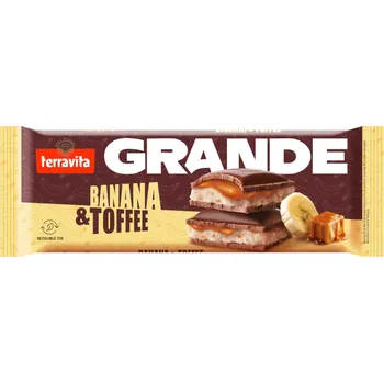 Cukrovinka Mléčná čokoláda Banana & Toffee Terravita 235g