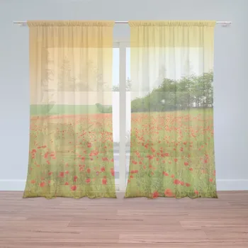 Záclona Sablio Záclony Pole vlčích máků: 2ks 150x250cm