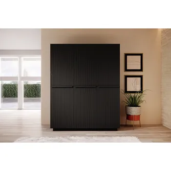 Šatní skříň Šatní skříň Nicole 150, černý mat / černé úchyty