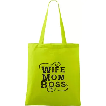 Wife mom boss - Taška bavlněná - 42 x 38 cm ( Limetková )